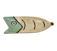 Dekohelden24 Assiette en céramique plat en forme de poisson 10 x 28 x 2 cm