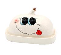 Dekohelden24 Beurrier en céramique de taille ail blanc 17 x 11,5 x 10 cm, 10 cm