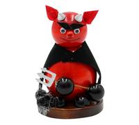 Dekohelden24 Bois Fumoir Diable Rouge/Noir L x l x H : 9,5 x 10 x 14 cm