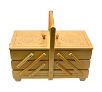 Dekohelden24 Boîte à couture de qualité supérieure en bois de placage avec 7 compartiments - Couleur naturelle - L x l x H : 42 x 20 x 21 cm - 42 cm