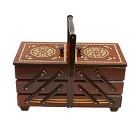 Dekohelden24 Boîte à Couture de qualité supérieure en Bois de placage avec 7 Compartiments, Marron, L/l/H 42 x 20 x 21 cm, 42 cm