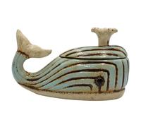 Dekohelden24 Boîte de conservation en céramique avec couvercle en forme de baleine Dimensions : 10 x 25 x 15 cm (L x l x H)