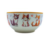 Dekohelden24 Bol à fruits, bol à céréales, bol à soupe, bol en porcelaine, saladier, bol design chat, bol en porcelaine avec motif chat, bol en porcelaine avec motif chat, L/l/H 12 x 12 x 7 cm.