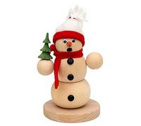 Dekohelden24 Bonhomme de Neige fumé tourné à la Main avec Bonnet en Tissu et Yeux Mobiles - Environ 18 cm