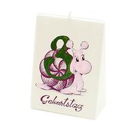 Dekohelden24 Bougie d'anniversaire 3 ans faite à la main et peinte à la main Motif escargot 9 x 5 x 12 cm