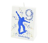 Dekohelden24 Bougie d'anniversaire 9 ans faite à la main et peinte à la main Motif skateboard 9 x 5 x 12 cm