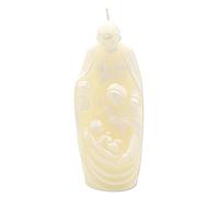 Dekohelden24 Bougie de qualité supérieure en forme de famille sainte en crème avec paillettes Taille L x H : env. 6 x 7 x 22 cm