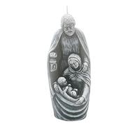 Dekohelden24 Bougie de qualité supérieure en forme de famille sainte en gris avec paillettes, dimensions L x l x H : env. 6 x 7 x 22 cm