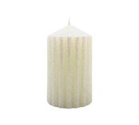 Dekohelden24 Bougie de table de qualité supérieure - Bougie pilier - Bougie de table - Bougie de ménage - Bougie bloc avec paillettes en blanc festif - Dimensions (l x H) : env. 7 x 12 cm