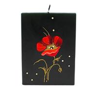 Dekohelden24 Bougie d'orchidée de qualité supérieure - Avec voile - Noire avec fleur rouge - Dimensions (L x l x H) : environ 9 x 5 x 12 cm.