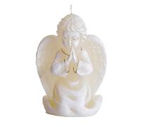 Dekohelden24 Bougie en forme d'ange Ivoire avec détails argentés et paillettes - Dimensions (L x l x H) : env. 5 x 10 x 15 cm