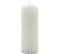 Dekohelden24 Bougie pilier XL de qualité supérieure - Avec paillettes - Blanc festif - Dimensions : env. 7 x 20 cm (l x H)
