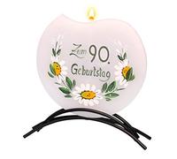 Dekohelden24 Bougie plate 90 ans 16 x 16 cm 37644-90