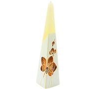Dekohelden24 Bougie pyramide de qualité supérieure avec orchidée - Blanc avec fleur marron - Hauteur : environ 25 x 6 cm
