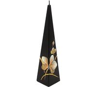 Dekohelden24 Bougie pyramide de qualité supérieure avec orchidée - Noire avec fleur marron - Hauteur : environ 25 x 6 cm