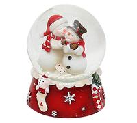 Dekohelden24 - Boule à Neige - Bonhomme de Neige - Rouge et Blanc - Dimensions de la Boule : Environ 8,5 x 7 cm/6,5 cm(Hauteur x Largeur/diamètre) - 501065-SM