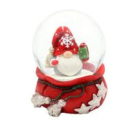 Boule à Neige Lutin de Noël avec Cadeau sur Socle Rouge avec étoiles, L x l x H x Ø 6,8 x 6,8 x 9 cm Ø 6,5 cm