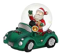 Dekohelden24 Boule à Neige pour Enfant Cars en Vert avec Père Noël - Dimensions (H x l x P) : env. 8 x 5,5 cm/Ø 4,5 cm, Verre