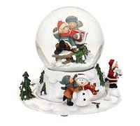 Dekohelden24 Boule à Neige pour Enfants sur traîneau, Socle Mobile avec mécanisme de Jeu, mélodie : la Neige coule silencieusement, Dimensions (L x l x H) : 15 x 15 x 14,5 cm, diamètre de la Boule