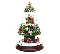 Dekohelden24 Boule à Neige XXL 500854 - Sapin de Noël avec Chemin de Fer et tourbillons de Neige - L x H x l : 17 x 17 x 27,5 cm - Diamètre de la Boule : 8,5 cm