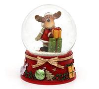 Dekohelden24 - Boule de Neige avec élan et Socle Rouge - Dimensions (L x l x H) : 7 x 7 x 8,5 cm - Diamètre de la Boule 6,5 cm - Cadeau 501472