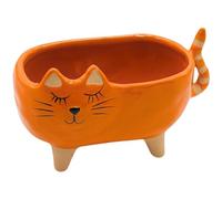 Dekohelden24 Cache-Pot en céramique, Motif Chat Rose, Dimensions (L x l x H) : Environ 16 x 8,5 x 10 cm