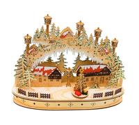 Dekohelden24 Chandelier à LED en Bois avec Sapin de Noël Mobile avec Bloc d'alimentation et Fonctionnement sur Piles Possible, L/l/H env. 45 x 12 x 35 cm.