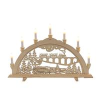 Dekohelden24 Chandelier en Bois à 7 Flammes - Motif Chemin de Fer - L/l/h : 58 x 4 x 38 cm, 37 cm