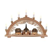 Dekohelden24 Chandelier en Bois de hêtre, Motif : Ascenseur de mineurs Seiffen avec Maisons éclairées, 10 Ampoules, Largeur 57 cm x Profondeur 9 cm x Hauteur 38 cm