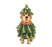 Dekohelden24 Chien décoratif, Figurine de Noël, Figurine de Chien, Statue d'animal, Golden Retriever Aspect Sapin et Pointe de Sapin en céramique, en Vert, L x l x H 13 x 14 x 24 cm.