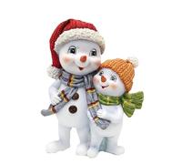 Dekohelden24 Couple de Neige avec Bonnet et écharpe en Rouge/Orange, L/H 11 x 7 x 15 cm