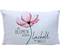 Dekohelden24 Coussin décoratif - Coussin Douillet avec Fleur - Coussin décoratif - Où Les Fleurs fleurissent, Le Monde Souriant - L/l/H : Environ 40 x 13 x 23 cm, 100% Coton