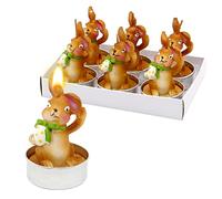 Dekohelden24 Dekohelden24 Lot de 6 bougies chauffe-plat pour Pâques avec oeufs de Pâques Marron 4,5 x 6 cm 6 cm