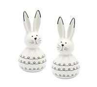 Dekohelden24 Dekohelden24-Porzellan Lot de 2 Lapins décoratifs en Porcelaine Blanc 6 x 6 x 13 cm Décoration Moderne de Pâques à Poser 13 cm