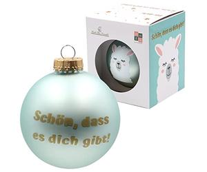 Dekohelden24 DH-KGL1112 Boule de Noël avec Lama pour Noël Inscription en Allemand Schön, DASS ES Dich gibt 8 cm