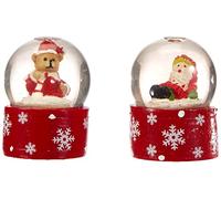 Dekohelden24 Ensemble de 2 Petites Boules à Neige avec père noël et Ours, Dimensions Approx. 5 x 3,5 cm/Ø 3,5 cm