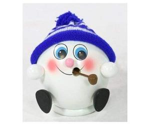 Dekohelden24 Fumoir Boule de Neige avec Bonnet tricoté Bleu Clair/Blanc 10 cm