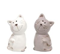 Dekohelden24 HW-KR26 Lot de 2 salières/poivrières en céramique en forme de chat, dimensions : env. 7 x 6 x 7 cm