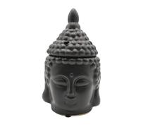 Dekohelden24 Lampe aromatique en Forme de tête de Bouddha en Noir/Lampe aromatique/diffuseur/diffuseur, en céramique, Dimensions : H x l : env. 20 x 11 cm, 20 cm