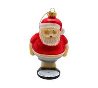Dekohelden24 Lauschaer Décoration de Noël - Boule de Noël Lauscha - Boule de Noël en Verre - Père Noël sur Balance en Rouge - en Lauscha - L x l x H 7 x 5 x 10 cm