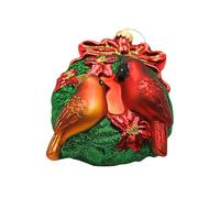 Dekohelden24 Lauschaer Décoration de Noël - Boule de Noël Lauscha - Boule de Sapin de Noël - Décoration en Verre - Couple d'oiseaux - Cardinaux Multicolores - en Lauscha - L x l x H 8 x 4 x 10 cm