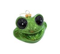 Dekohelden24 Lauschaer Décoration de Noël - Boule de Noël Lauscha - Boule de Sapin de Noël en Verre - Grenouille en Verre avec Yeux géants en Vert - en Lauscha - L x l x H 9 x 7 x 8 cm