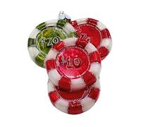Dekohelden24 Lauschaer Décoration de Noël - Boule de Noël Lauscha - Boules de Sapin de Noël - Décoration en Verre de Style Casino - Jetons en Rouge et Vert avec Couronne argentée - L x l x H 8 x 3 x