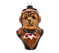 Dekohelden24 Lauschaer Décoration de Noël - Boule de Noël Lauscha en Verre - Boule de Noël - Décoration en Verre - Pilote de Chien - Marron - en Lauscha - L x l x H 7 x 6 x 11 cm
