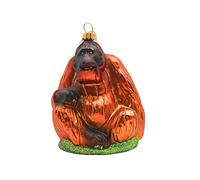 Dekohelden24 Lauschaer Décoration de Noël - Boules de Noël Lauscha en Verre - Ornement en Verre Orang-outan - Singe Orange et Marron - en Lauscha - Dimensions (L x l x H) : 10 x 4 x 13 cm