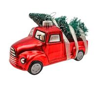 Dekohelden24 Lauschaer Décoration de Noël Lauscha Boule de Noël en Verre Décoration pour Sapin de Noël Voiture avec Sapin Rouge 13 x 6 x 7 cm