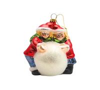 Dekohelden24 Lauschaer Décoration de Noël Lauscha Boules de Noël en Verre - Boules de Noël en Verre comme Couple d'enfants - en Lauscha - L/l/H 10 x 7 x 12 cm