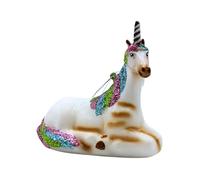 Dekohelden24 Lauschaer Décoration de Noël Lauscha Boules de Noël en Verre Licorne en Verre Blanc avec crinière colorée en Lauscha 10 x 5 x 9 cm