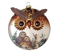 Dekohelden24 Lauschaer Décoration pour sapin de Noël en verre Motif hibou très soigneusement décoré, 12 cm