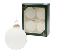 Dekohelden24 Lauschaer Lot de 4 Boules de Noël glacées Lauscha Unies givrées Mates avec couronnes dorées + 50 Crochets de Suspension Rapides en Or.